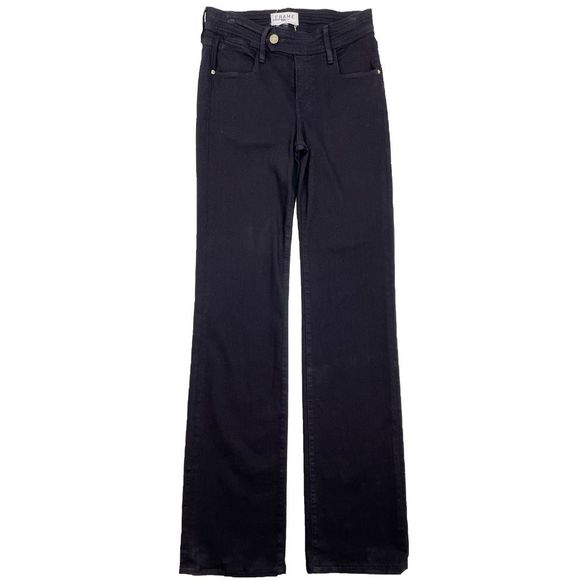 FRAME Le Micro Flare Jean Mid-Rise Stretch Film Noir Black 26 - Picture 1 of 9